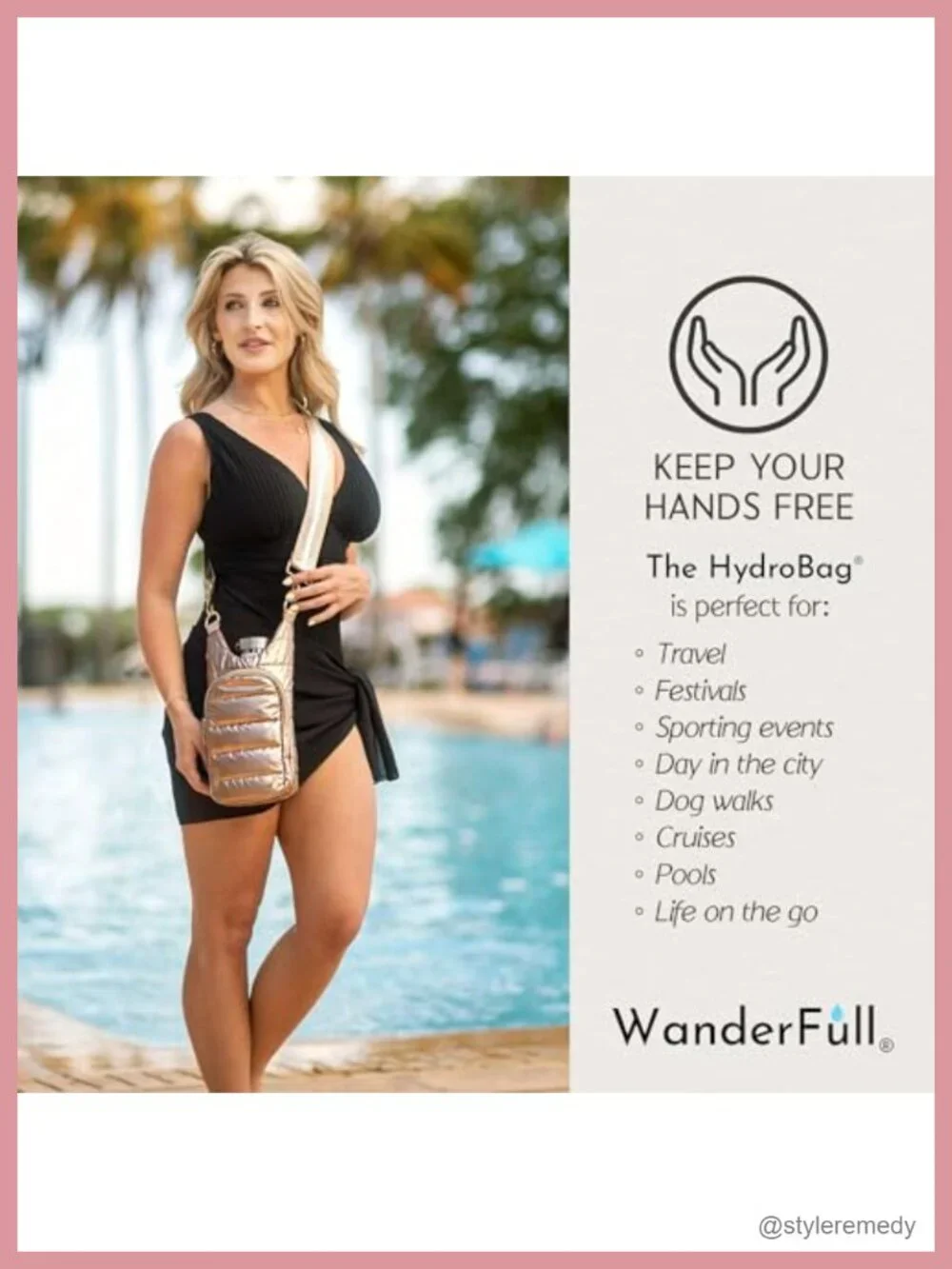 Quilted Water Bottle Holder Crossbody with Phone Pocket, Fits 32 oz